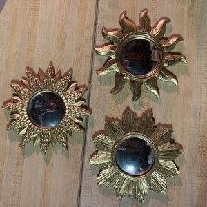 Vintage Gold Sunburst Convex Mirrors